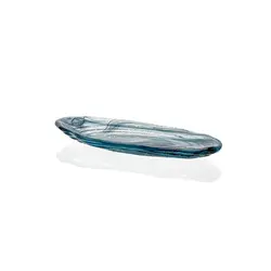 Тарелка овальная, ArdaCam, Fenice, бирюзовая с белым и черным, 30 х 14.5 см, h 3 см