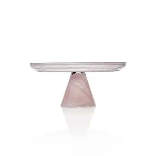 Блюдо для торта на ножке, ArdaCam, Leona, бело-розовое, d 21 см, h 9.5 см