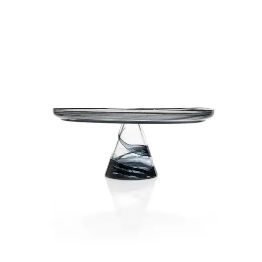 Блюдо для торта на ножке, ArdaCam, Leona, черно-белое, d 21 см, h 9.5 см