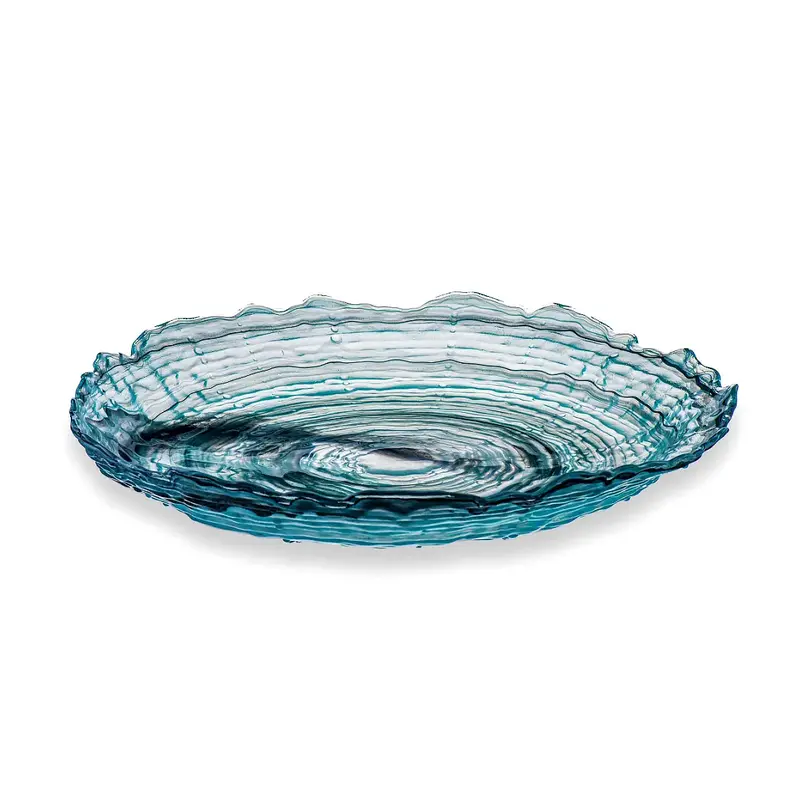 Блюдо, ArdaCam, Sea urchin, бирюзовое с белым и черным, d 39.5 см h 7 см