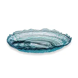 Блюдо, ArdaCam, Sea urchin, бирюзовое с белым и черным, d 39.5 см h 7 см