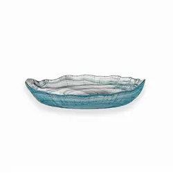 Салатник овальный, ArdaCam, Vita, бирюзовый с белым и черным, 21 х 14 см, h 5 см