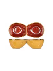 Соусник "двойной" / менажница, Cosy & Trendy, Elements Mustard, h 3.5 см, l 14 см, b 6.2 см