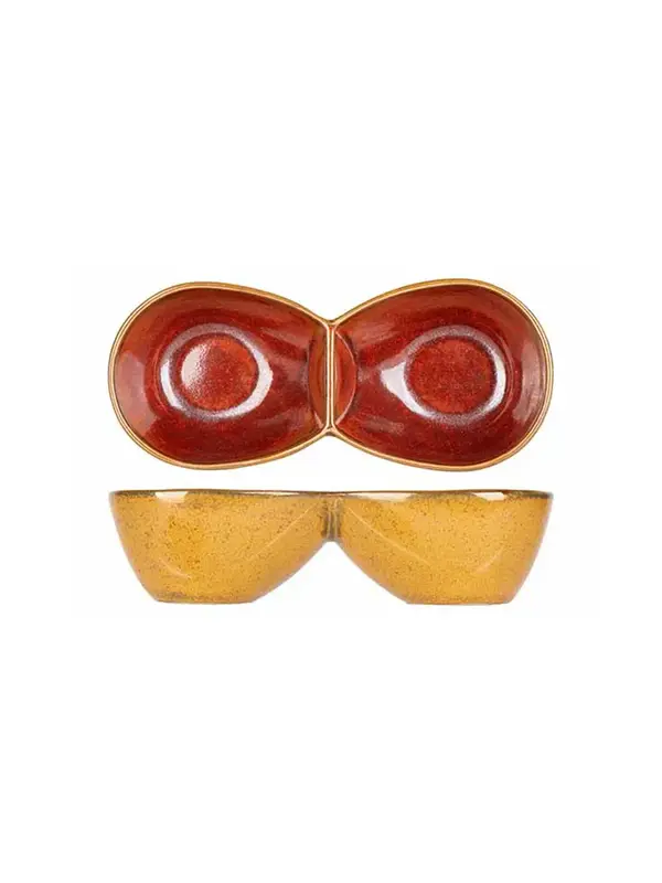 Соусник "двойной" / менажница, Cosy & Trendy, Elements Mustard, h 3.5 см, l 14 см, b 6.2 см