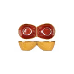 Соусник "двойной" / менажница, Cosy & Trendy, Elements Mustard, h 3.5 см, l 14 см, b 6.2 см