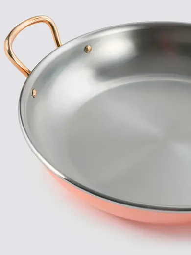 Gibco Сковорода 19х3,5 см с двумя ручками "Бином", медная с нержавеющей сталью, полированная