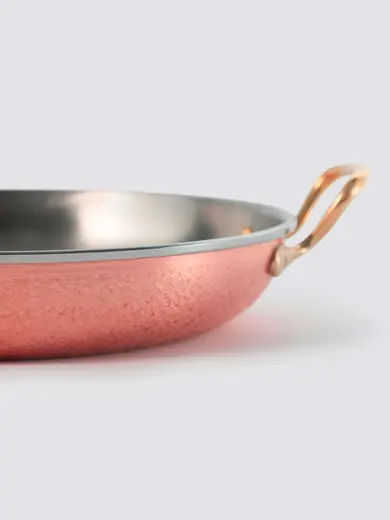 Gibco Сковорода 19х3,5 см с двумя ручками "Бином", медная с нержавеющей сталью, с тиснением