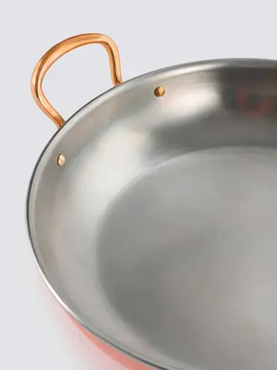 Gibco Сковорода 19х3,5 см с двумя ручками "Бином", медная с нержавеющей сталью, с тиснением