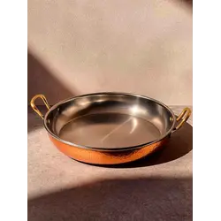 Gibco Сковорода 23х4,5 см с двумя ручками "Бином", медная с нержавеющей сталью, с тиснением и полировкой