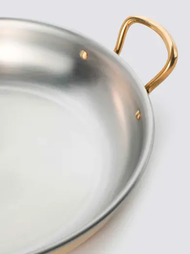 Gibco Сковорода 19х3,5 см с двумя ручками "Бином", латунная с нержавеющей сталью