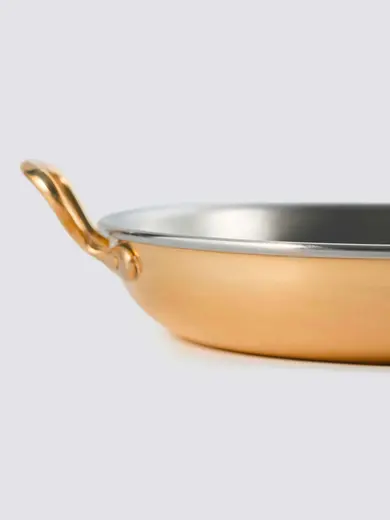 Gibco Сковорода 19х3,5 см с двумя ручками "Бином", латунная с нержавеющей сталью, полированная