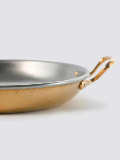 Gibco Сковорода 19х3,5 см с двумя ручками "Бином", латунная с нержавеющей сталью, с тиснением