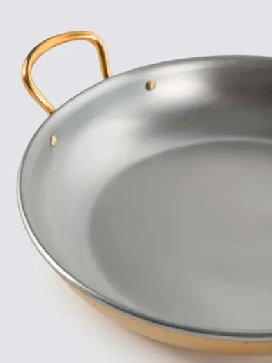 Gibco Сковорода 19х3,5 см с двумя ручками "Бином", латунная с нержавеющей сталью, с тиснением