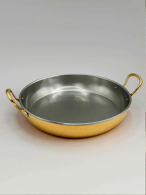 Gibco Сковорода 23х4,5 см с двумя ручками "Бином", латунная с нержавеющей сталью