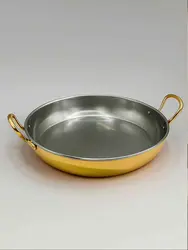 Gibco Сковорода 23х4,5 см с двумя ручками "Бином", латунная с нержавеющей сталью, полированная