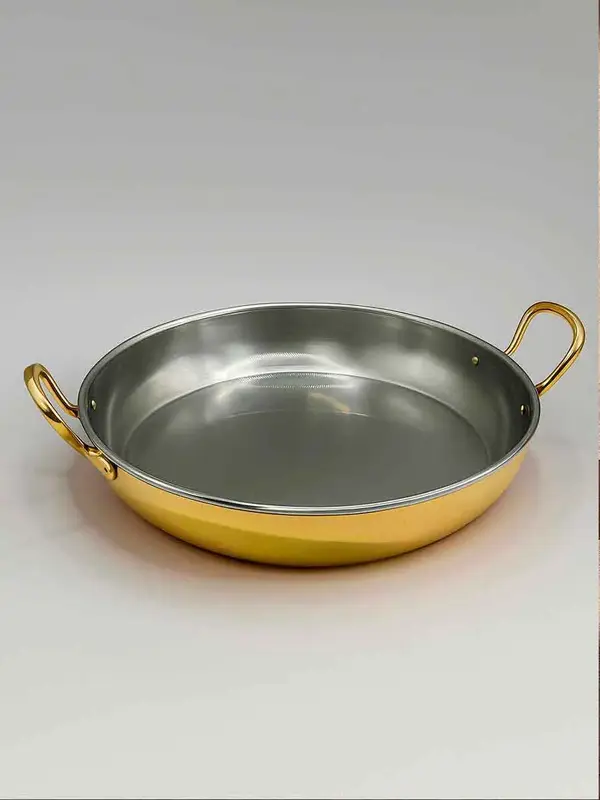 Gibco Сковорода 23х4,5 см с двумя ручками "Бином", латунная с нержавеющей сталью, полированная
