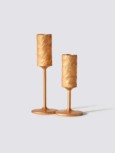 Gibco Подставка для зубочисток на ножке "Брасс " латунная с фактурой косая волна, 2х7,5 см