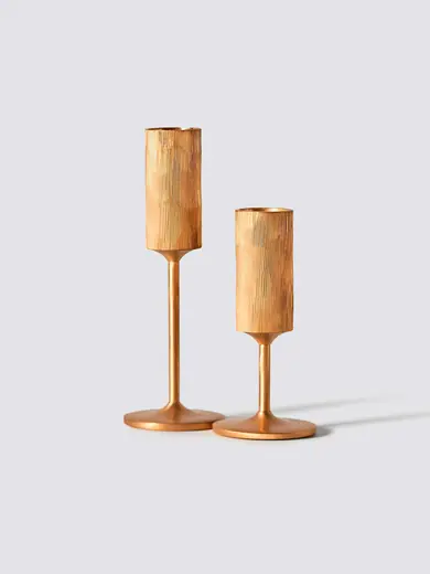 Подставка для зубочисток на ножке "Брасс Плюс" латунная с фактурой вертикальный штрих, полированная, 2х10 см