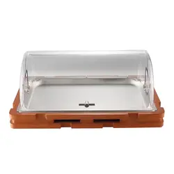 Поднос для выкладки на дерев. подставке с Roll-top крышкой + 2 хладогена, Kingo, h 25 см, b 38 см, l 59 см