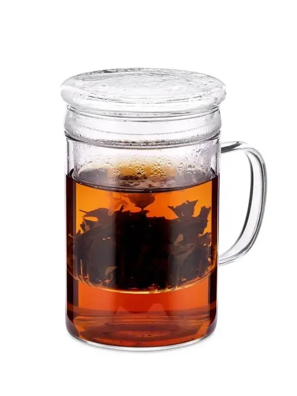 Чашка 400 мл. стекло с ситом для заваривания, с крышкой /1/