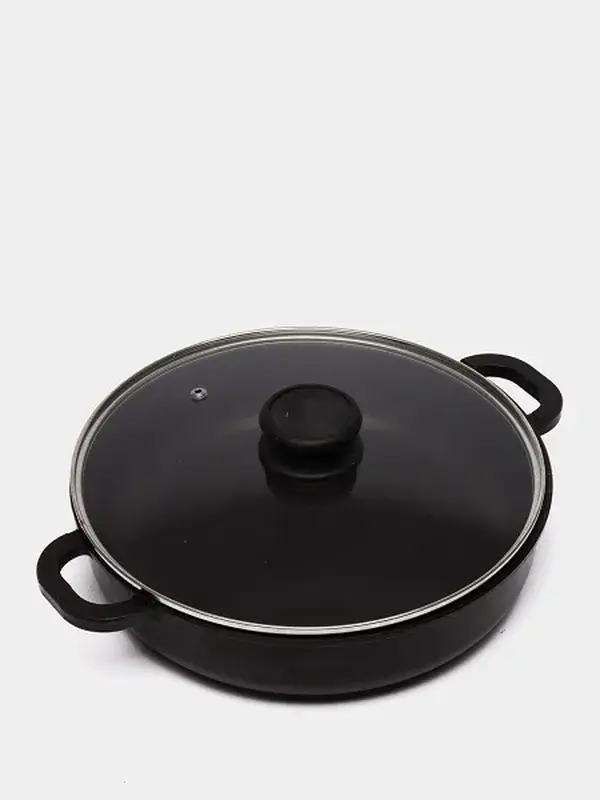 Сковорода с крышкой с 2 ручками с антипригарным покрытием, 30 х 7.5 см, 30 см