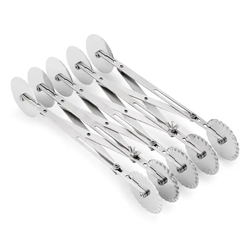 Нож роликовый для теста двухсторонний, раздвижной, 10 лезвий, P.L. Proff Cuisine, d 5.6 см, l 48 см