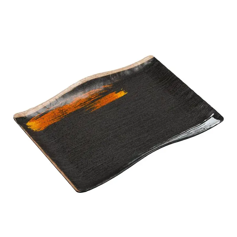 Блюдо прямоуг. волна, P.L. Proff Cuisine, Dark Texture Mel, b 19.2 см, l 27 см