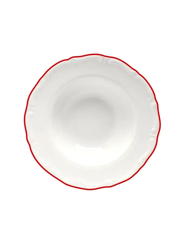 Тарелка для пасты, Porland, Maria with colored kant red, 27 см