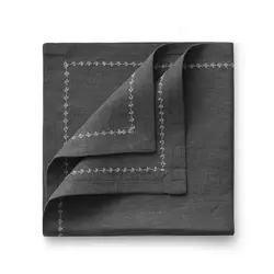 Салфетка из умягченного льна с вышитым кантом темно-серый, RestoTouch Textile, 45 x 45 см
