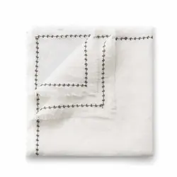 Салфетка из умягченного льна с вышитым кантом и бахромой теплый белый, RestoTouch Textile, 45 x 45 см