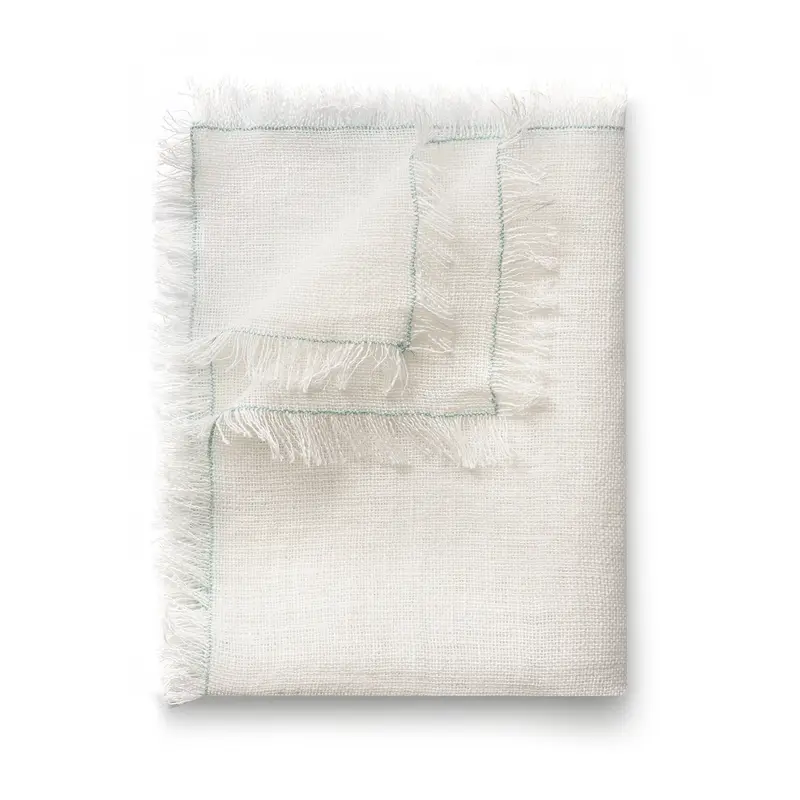 Салфетка из мешковины с бахромой и декоративным швом мятный, RestoTouch Textile, 30 x 45 см