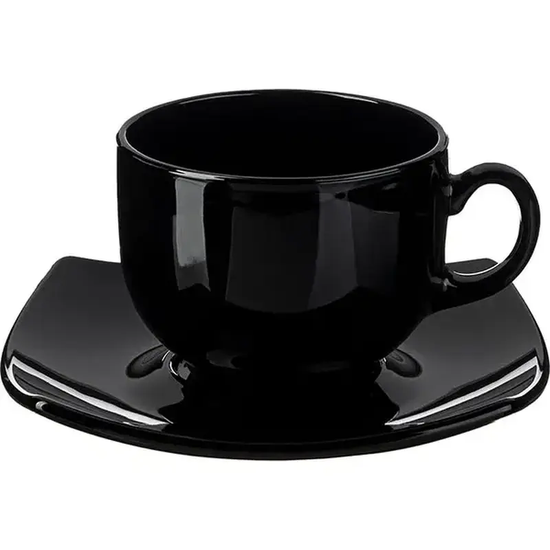 Чайная пара, Arcoroc, Quadrato Black, 13.5 х 37 см, 160 мл