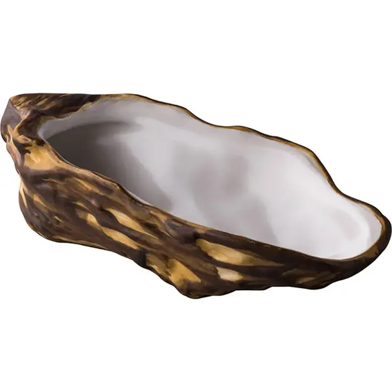 Тарелка Style Point, RAW Design by Kevala для презентаций устрица керамика 70мл ,H=40,L=132,B=74мм коричневый, белый