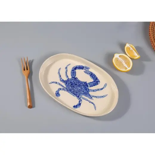 Блюдо овальное P.L. Proff Cuisine Northern Blue Gray Frutti di Mare 29x18 см h2,5 см