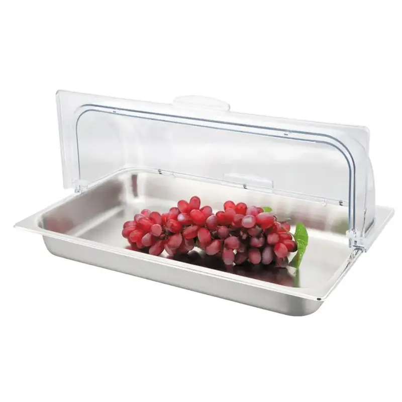 Поднос для выкладки SUNNEX 53*32,5*24 см нерж. с пласт. Roll-top крышкой