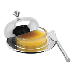 Масленка икорница P.L. Proff Cuisine d14 см, h7 см крышкой и ножом