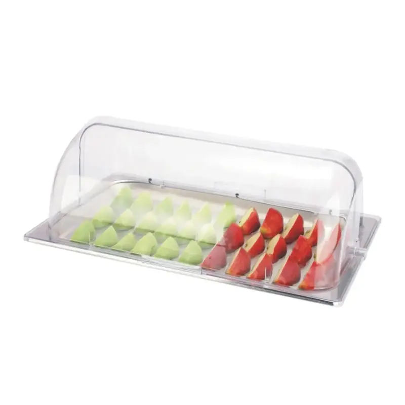 Поднос для выкладки SUNNEX 53*32,5*19 см нерж. с пласт. Roll-top крышкой