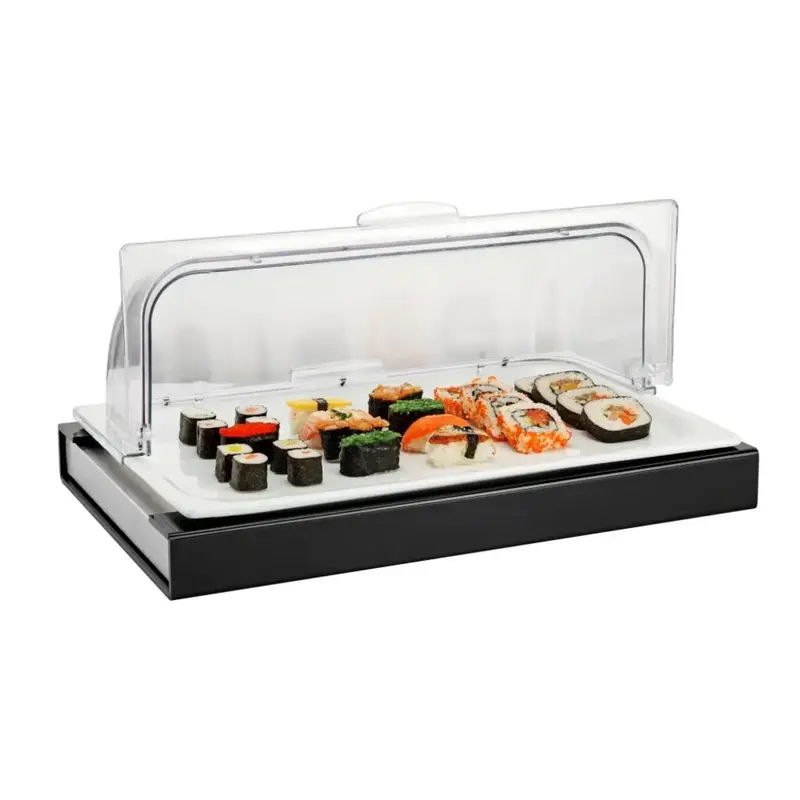 Поднос для выкладки SUNNEX 53*32,5*24,5 см фарфор с пласт. Roll-top крышкой + бокс с хладогеном