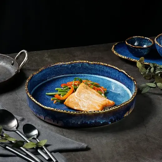 Тарелка с бортом P.L. Proff Cuisine Aqua Blue d 26 см h 4,8 см 1500 мл