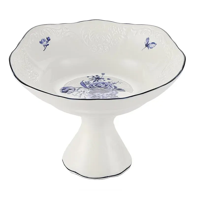 Блюдо круглое на ножке P.L. Proff Cuisine Blue Flower d 15,5 см h11 см