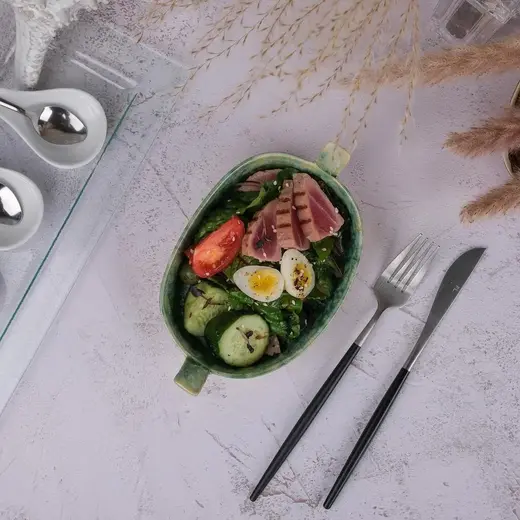 Блюдо для подачи с ручками P.L. Proff Cuisine Green Frutti di Mare 19,5*11,2 см h4,4 см 450 мл