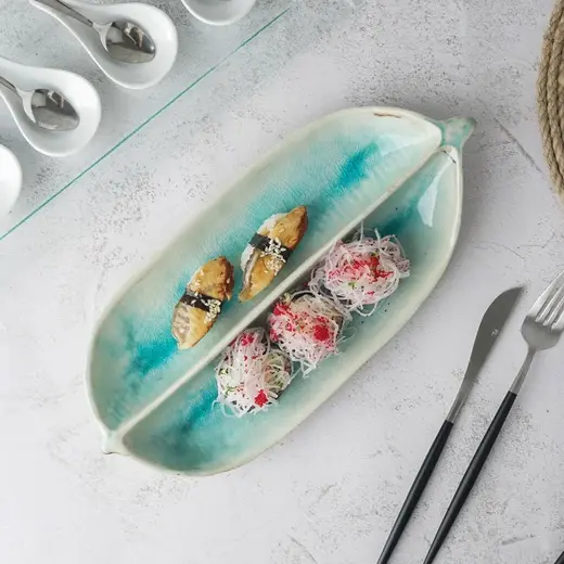 Блюдо овальное 2 секции P.L. Proff Cuisine Sea Blue Frutti di Mare 32,8*15 см h4,5 см
