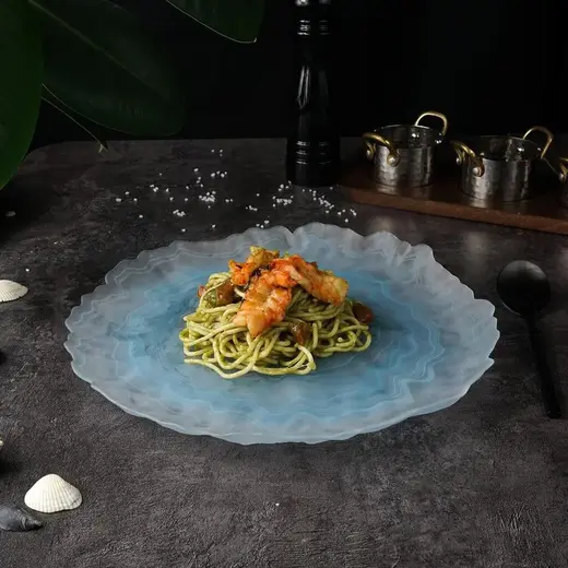Блюдо круглое, P.L. Proff Cuisine, Blue Sunset, матовое стекло d 33 см h2 см