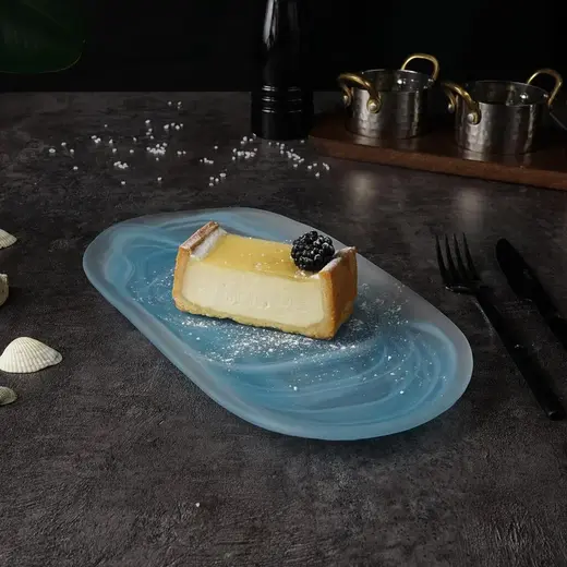 Блюдо овальное P.L. Proff Cuisine Blue Sunset матовое стекло 28*15*2 см