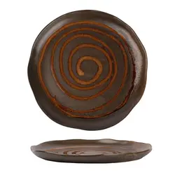 Тарелка, P.L. Proff Cuisine, Dark Brown Lava lines Frutti di Mare, d 27 см h2,5 см