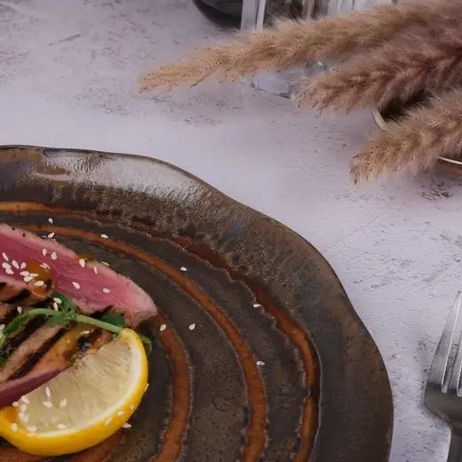 Тарелка, P.L. Proff Cuisine, Dark Brown Lava lines Frutti di Mare, d 27 см h2,5 см