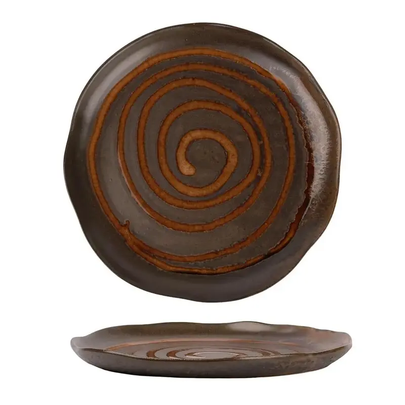 Тарелка, P.L. Proff Cuisine, Dark Brown Lava lines Frutti di Mare, d 27 см h2,5 см