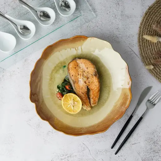 Салатник P.L. Proff Cuisine Light Brown Crush Spots Frutti di Mare 1275 мл d 29,1 см h5,6 см