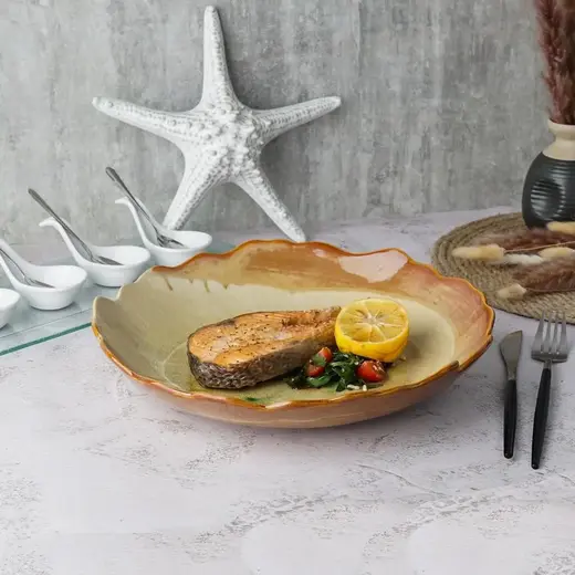 Салатник P.L. Proff Cuisine Light Brown Crush Spots Frutti di Mare 1275 мл d 29,1 см h5,6 см
