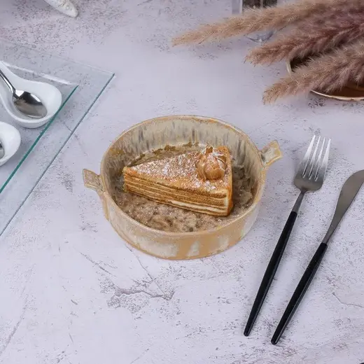 Блюдо для подачи с ручками P.L. Proff Cuisine Light Brown Frutti di Mare 15,4*14,5 см h4 см 450 мл